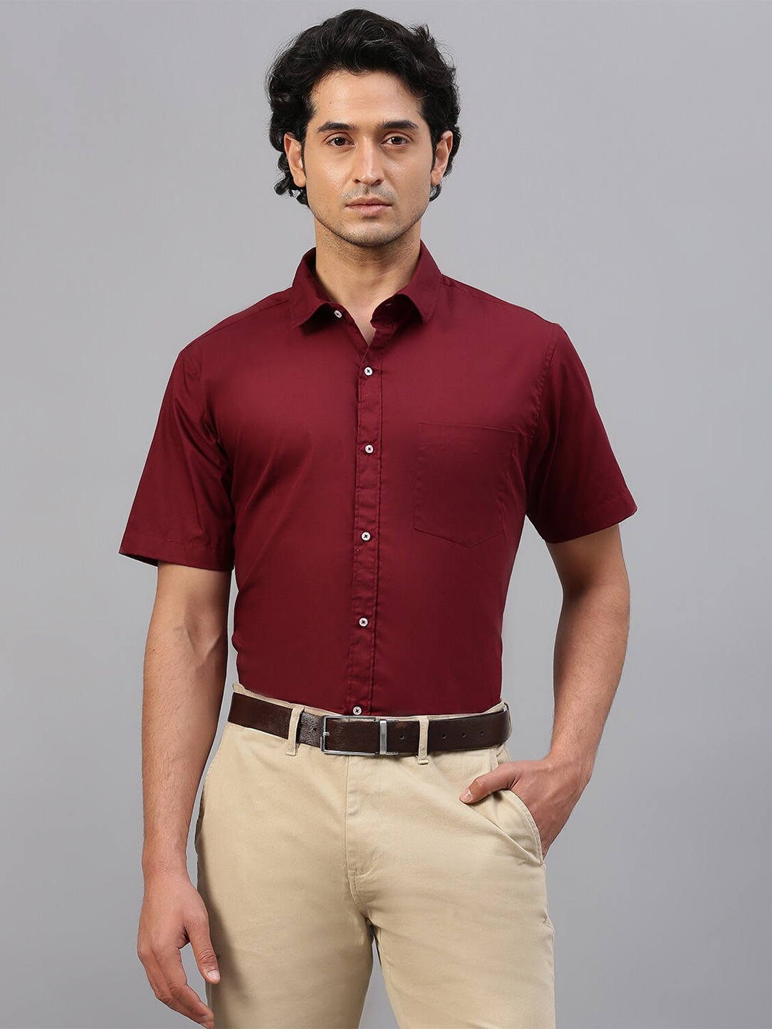 

FTX Standard Spread Collar Pure Cotton Formal Shirt, Maroon