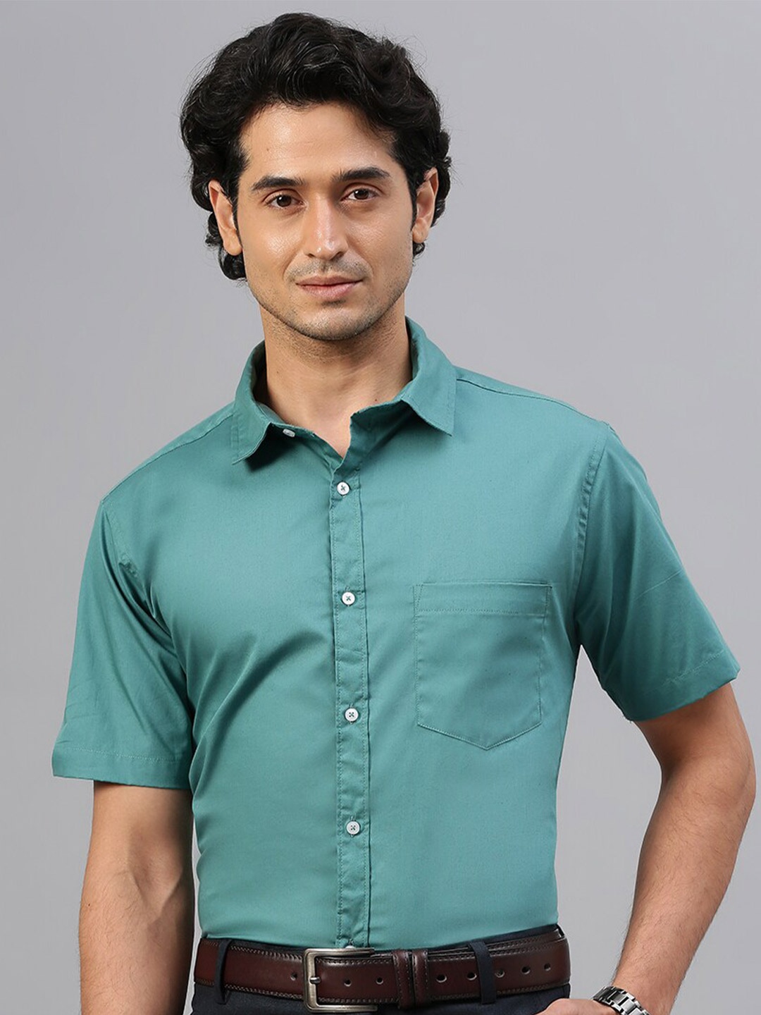 

FTX Standard Spread Collar Pure Cotton Formal Shirt, Green