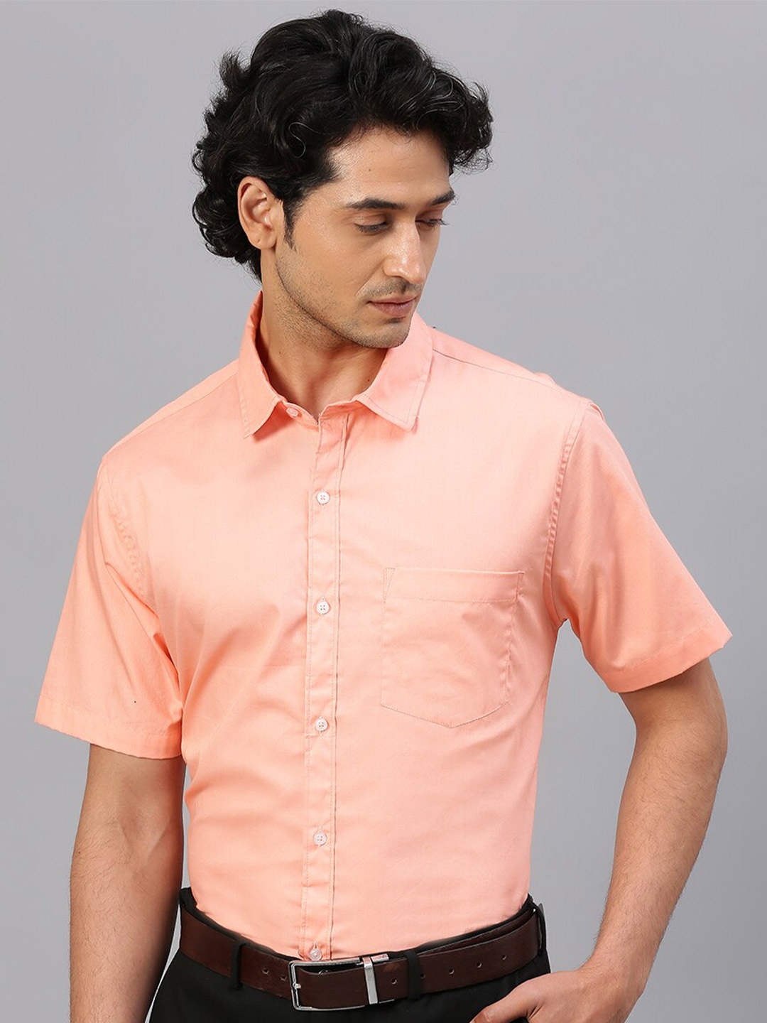 

FTX Standard Spread Collar Pure Cotton Formal Shirt, Peach