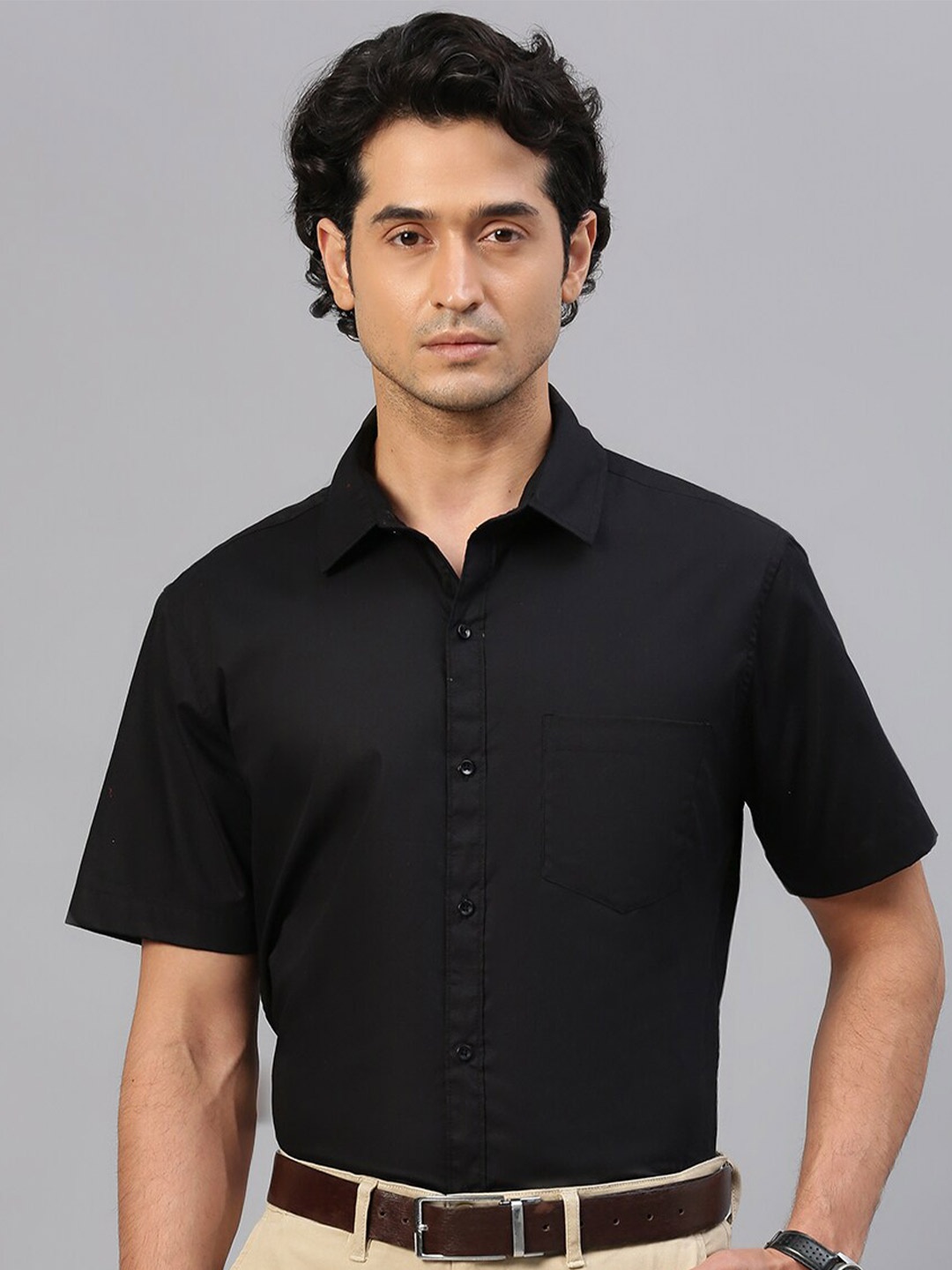 

FTX Standard Spread Collar Pure Cotton Formal Shirt, Black