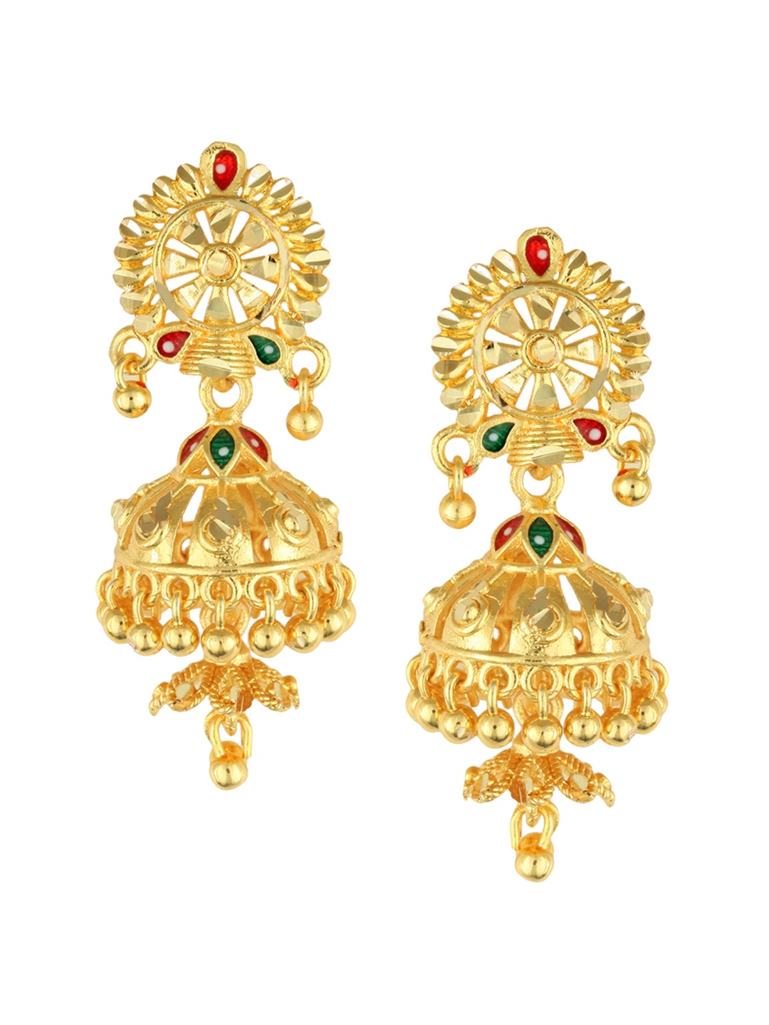 

Vighnaharta Gold-Plated Dome Shaped Jhumkas Earrings