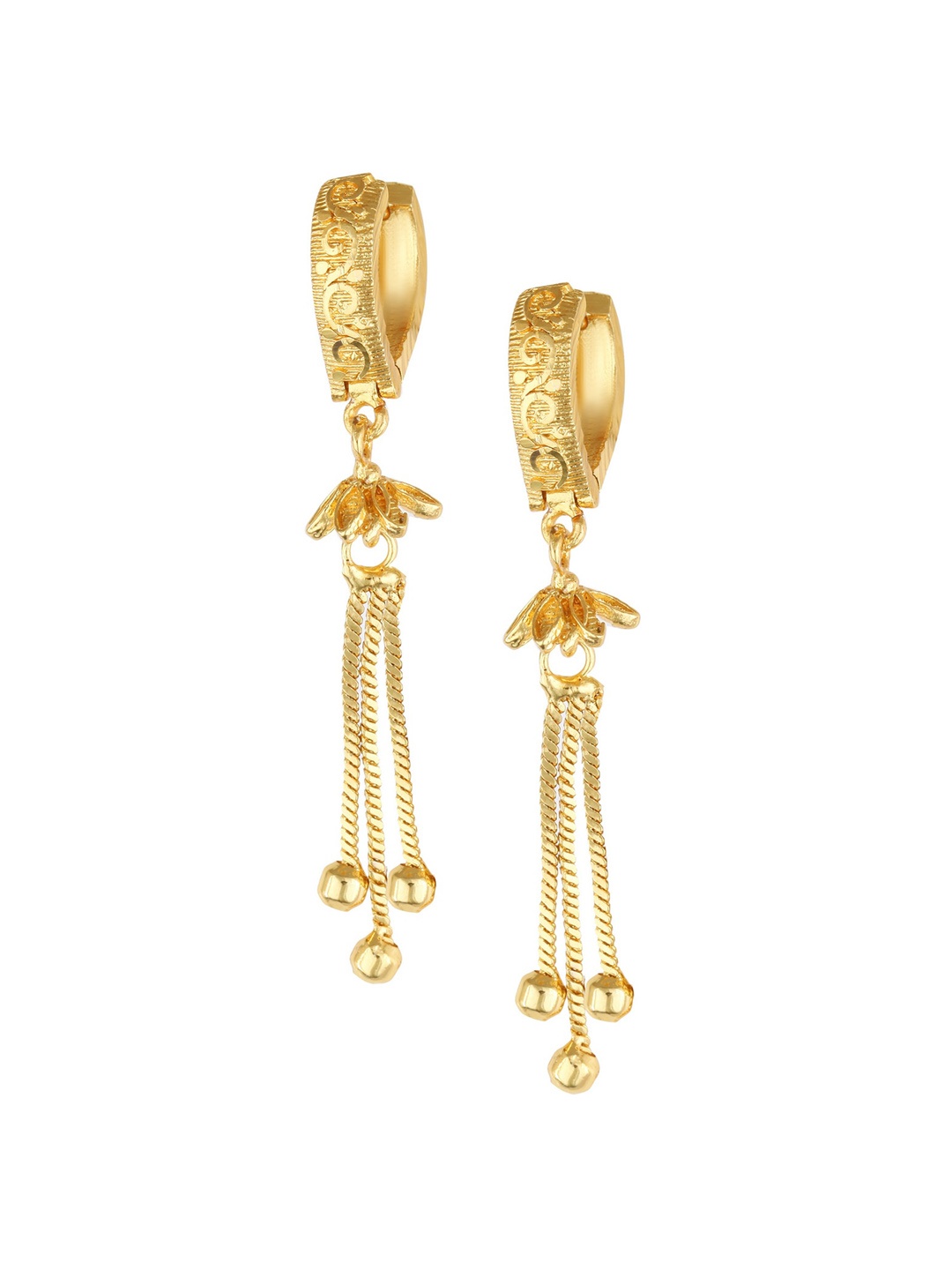 Vighnaharta Gold-Plated Floral Drop Earrings