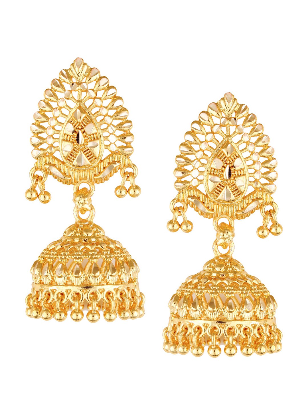 

Vighnaharta Gold-Plated Dome Shaped Jhumkas