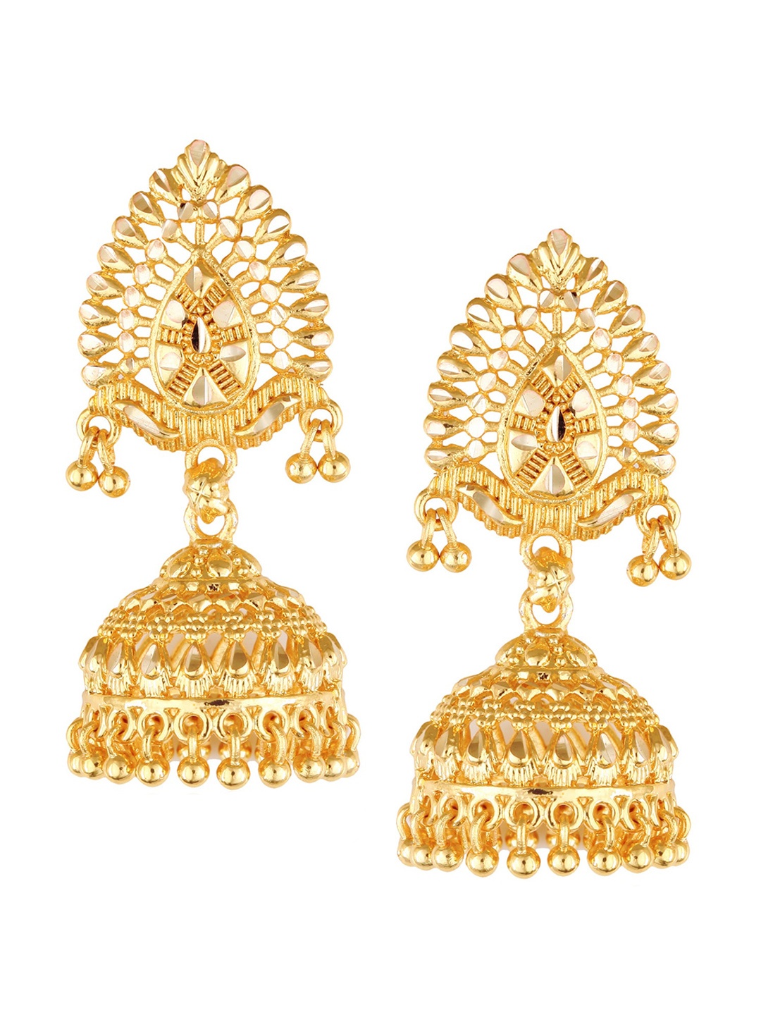 

Vighnaharta Gold-Plated Floral Jhumkas Earrings