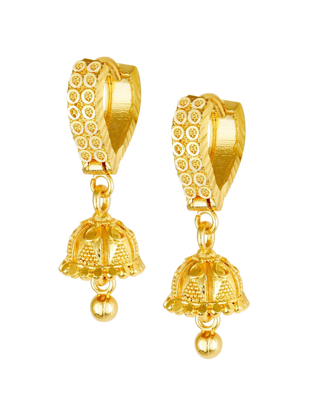 

Vighnaharta Gold-Plated Floral Jhumkas Earrings