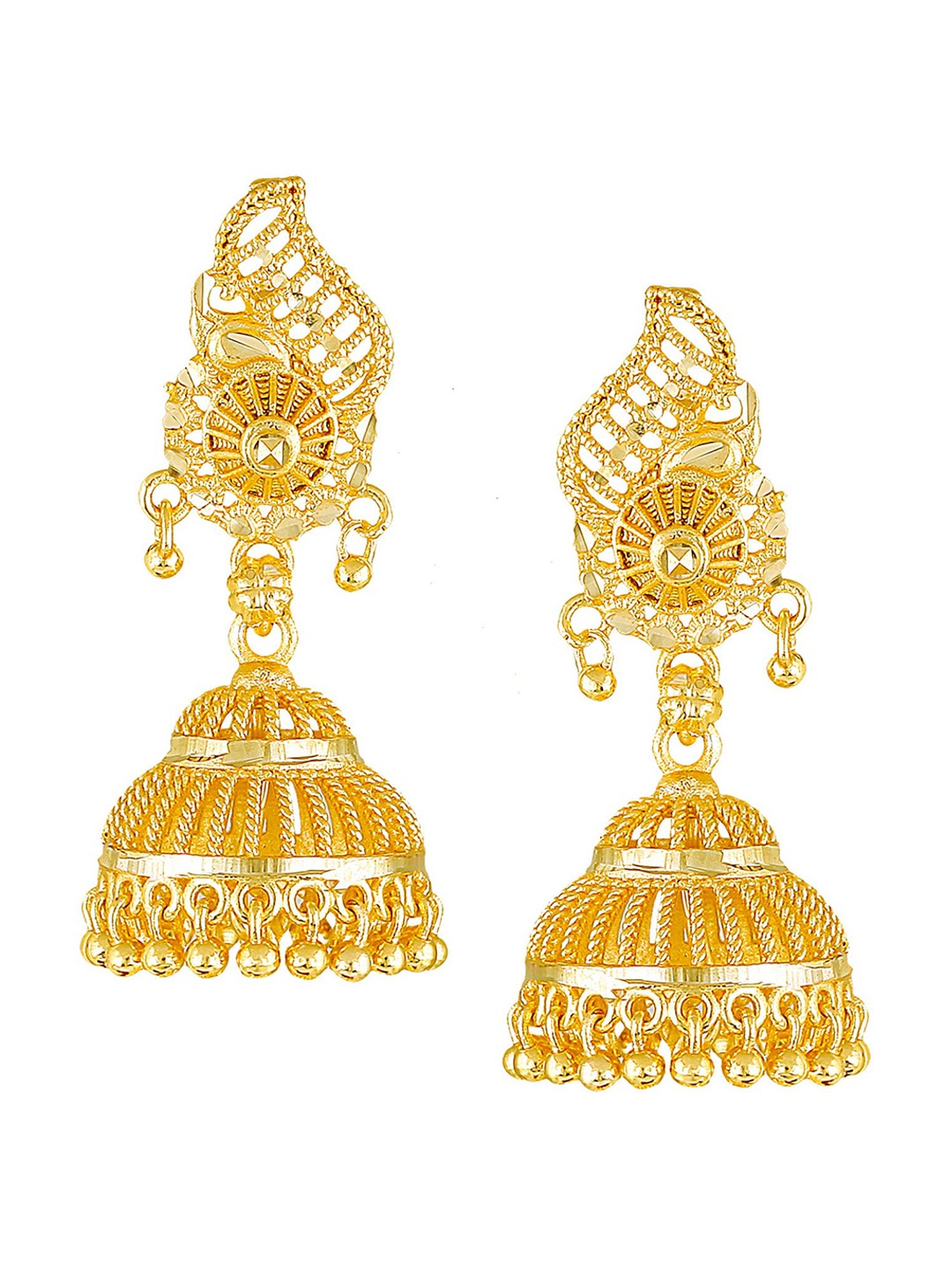 Vighnaharta Gold-Plated Floral Jhumkas Earrings