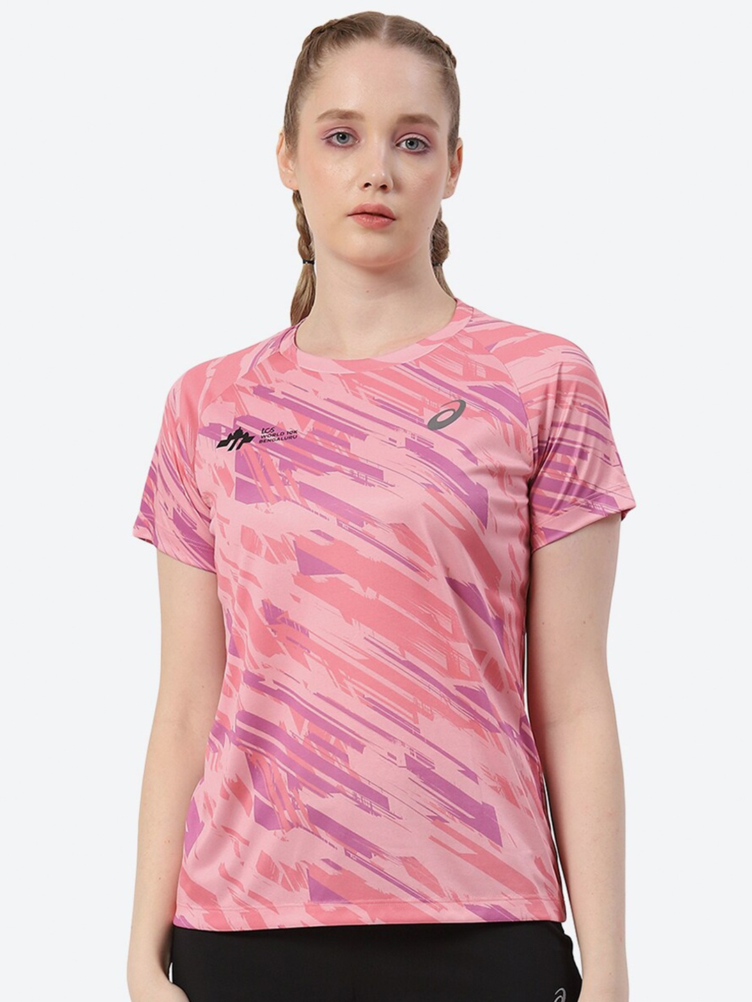 

ASICS Women Sublimation W SS Abstract-Printed T-Shirt, Peach