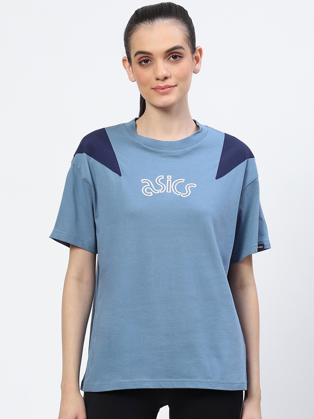 

ASICS Women W Embroidery SS Cotton T-Shirt, Blue