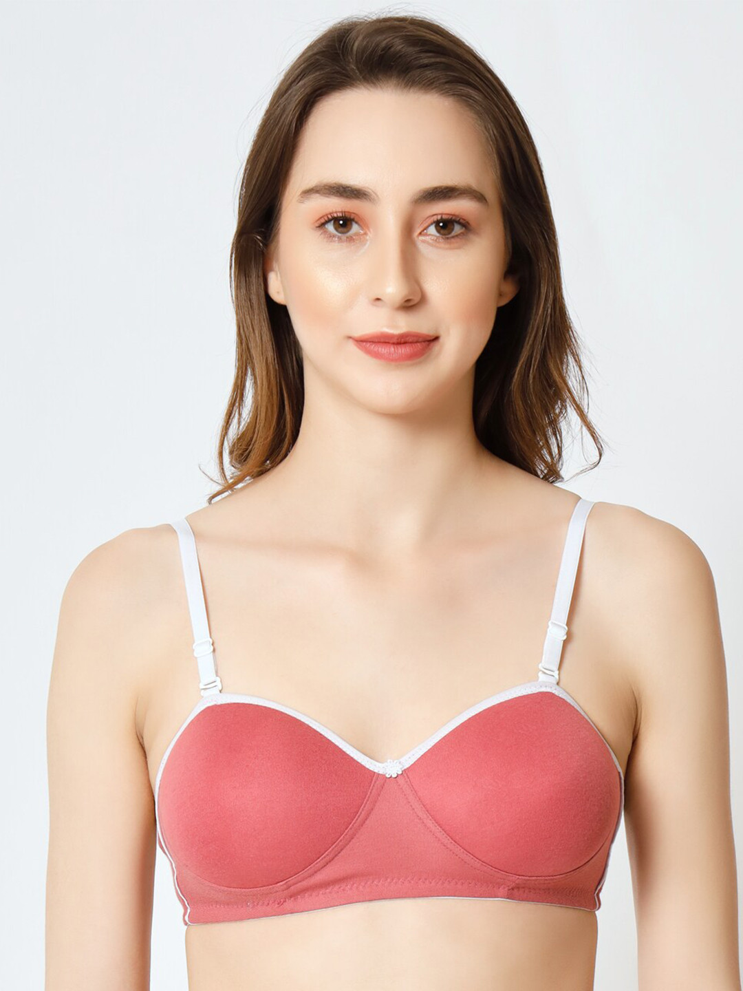 

SASHU Full Coverage Lightly Padded All Day Comfort Seamless Cotton T-shirt Bra, Pink