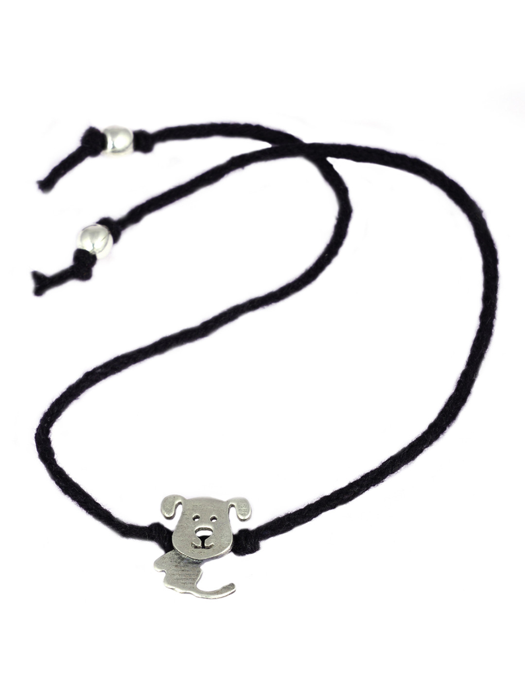 

Shyle 92.5 Sterling Silver Oxidised Anklet, Black