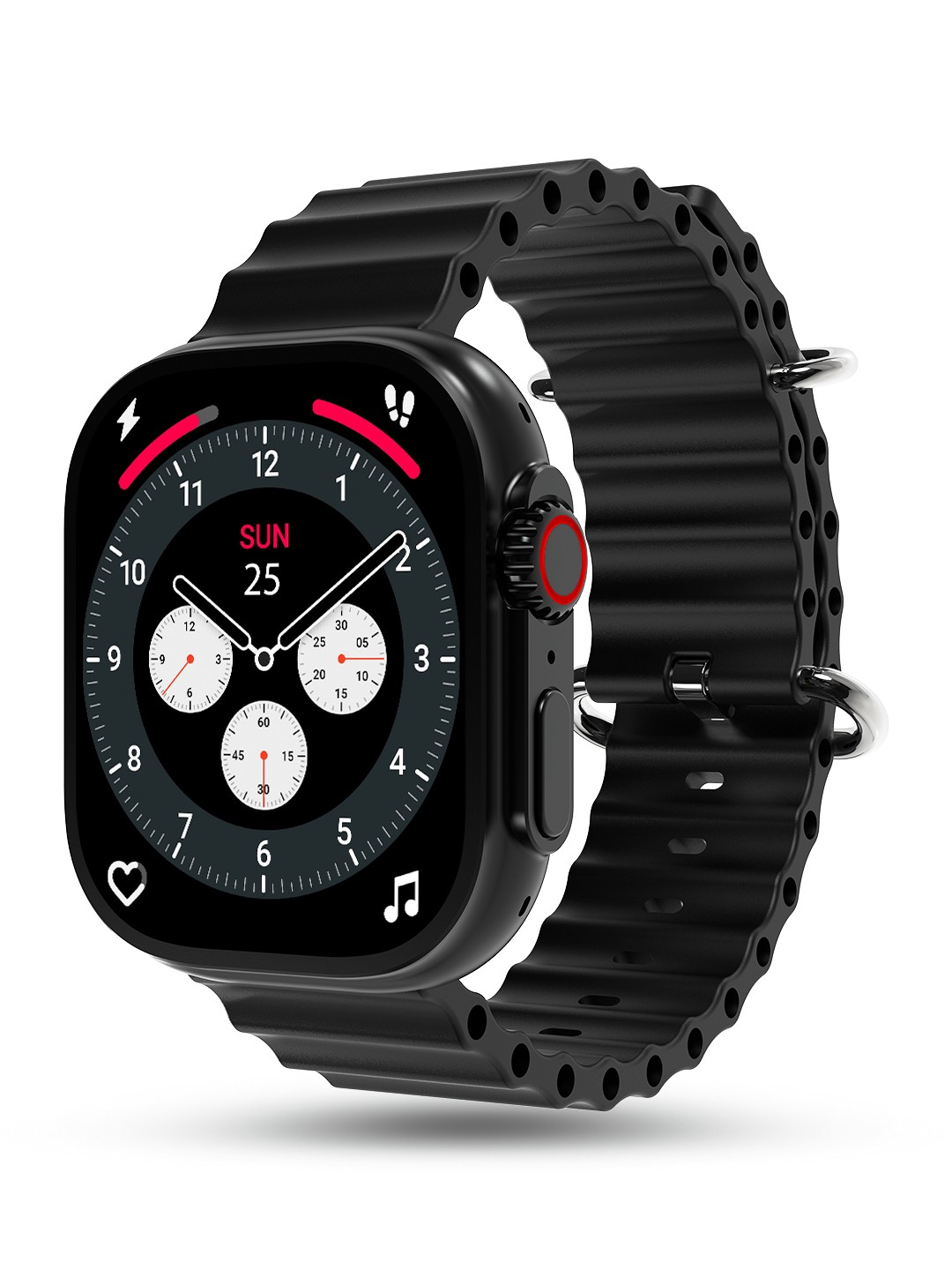 

Pebble Crest 2.02" Infinite Display BT Calling Smartwatch, Black