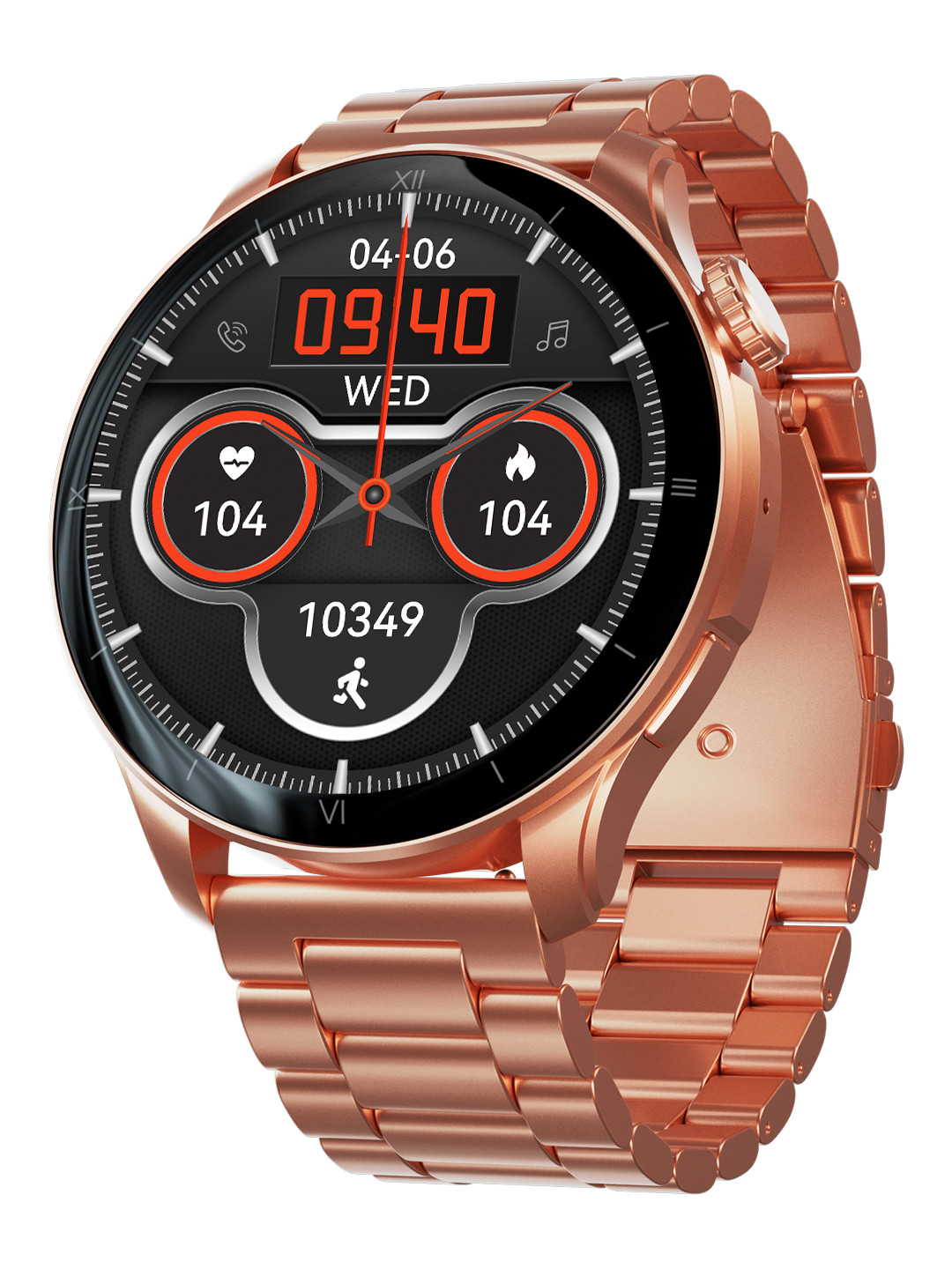 

pebble 1.43" Amoled Display Luxury Smartwatch Always on Display BT Calling Rotating Crown, Rose gold