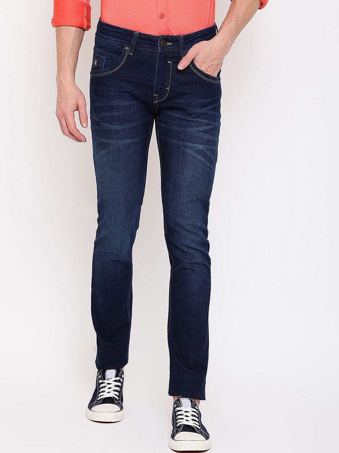 

Cantabil Men Light Fade Stretchable Clean Look Jeans, Blue