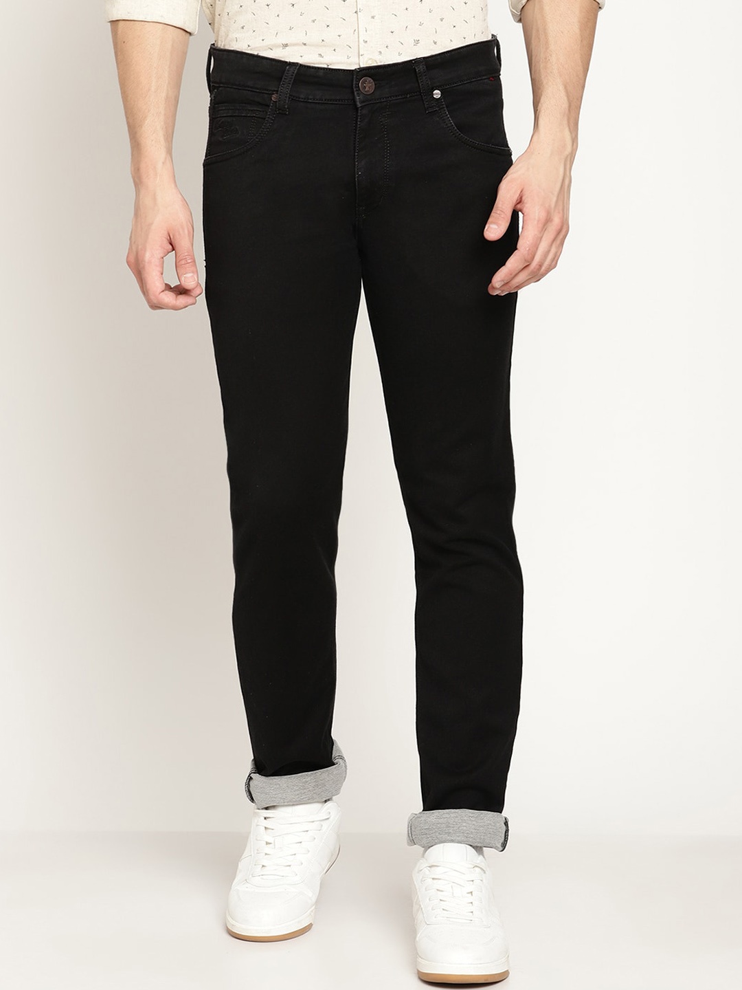 

Cantabil Men Mid-Rise Stretchable Jeans, Black