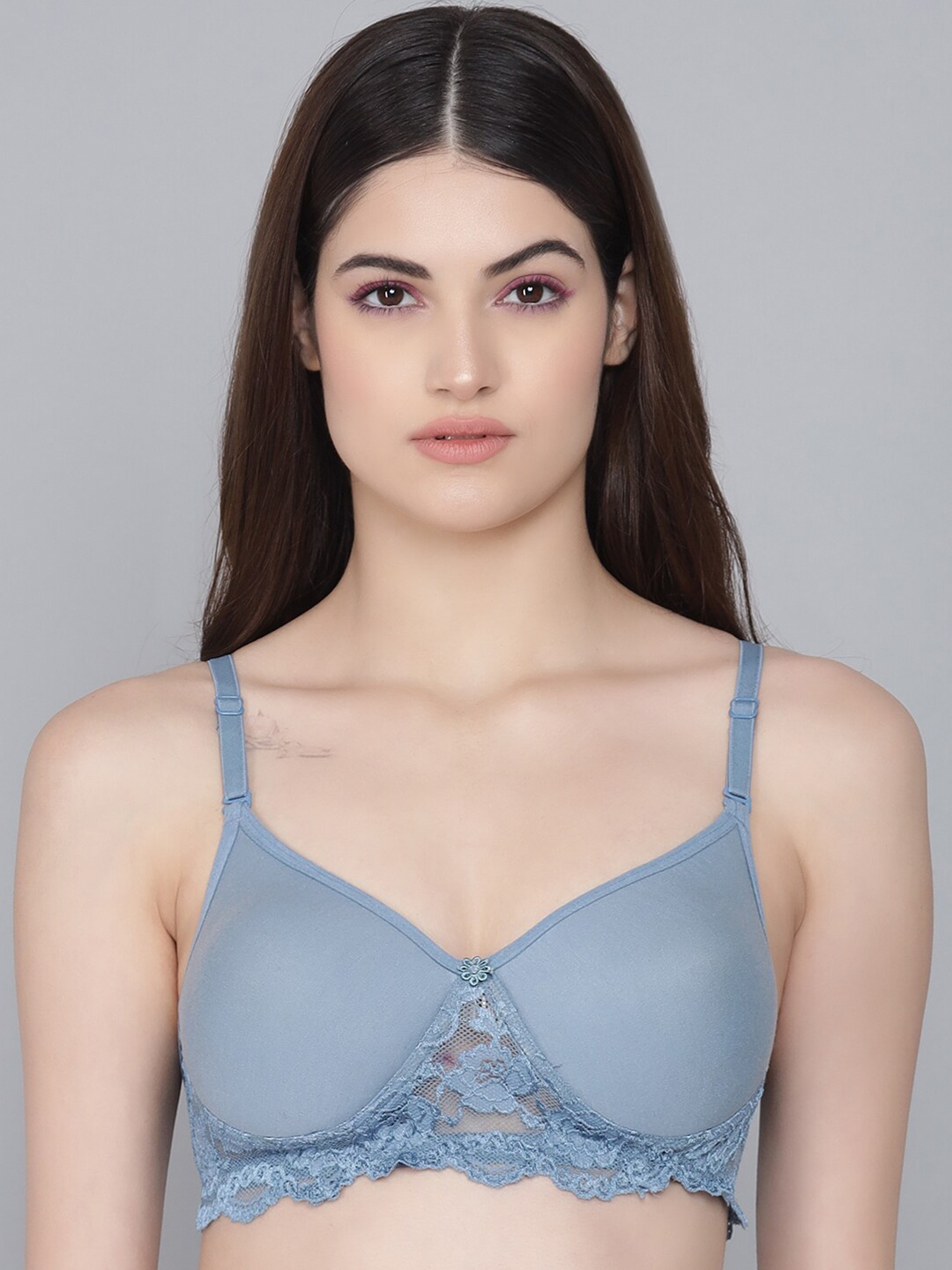 

SASHU Full Coverage Lightly Padded All Day Comfort Seamless Cotton T-shirt Bra, Blue