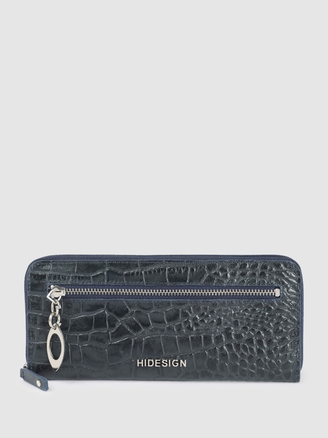 

Hidesign Women Animal Textured Leather Zip Around Wallet, Navy blue