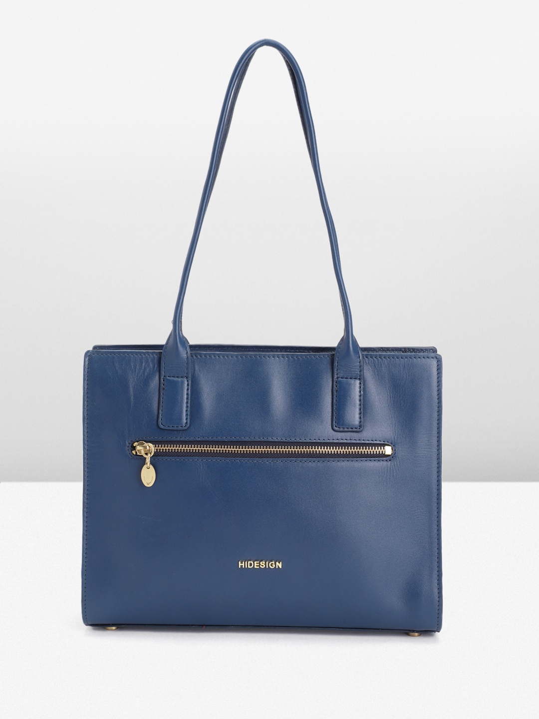 

Hidesign Solid Leather Structured Shoulder Bag, Blue