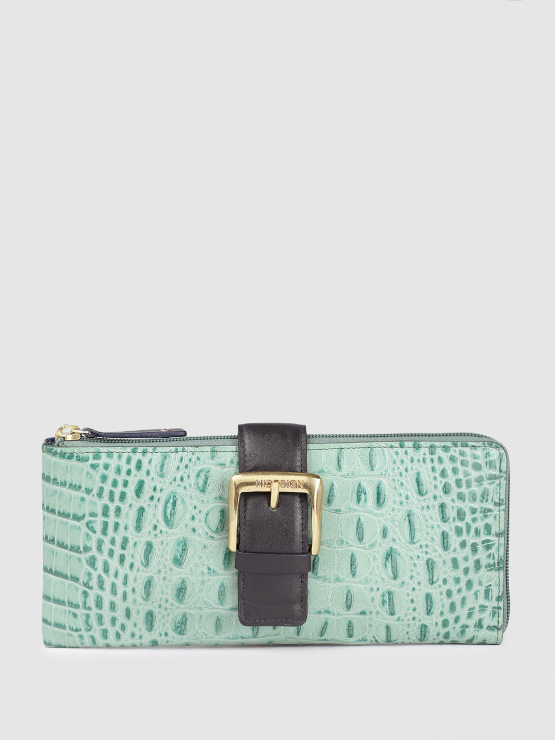 

Hidesign Women Textured Leather Zip Around Wallet, Green