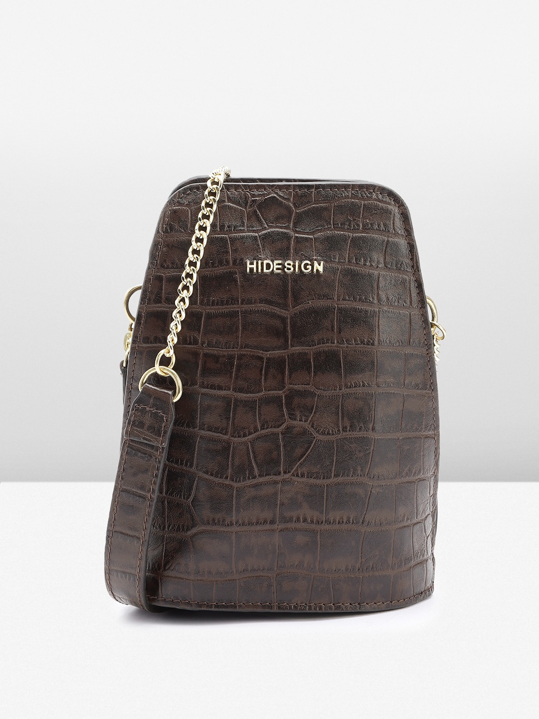 

Hidesign Croc Textured Leather Sling Bag, Brown