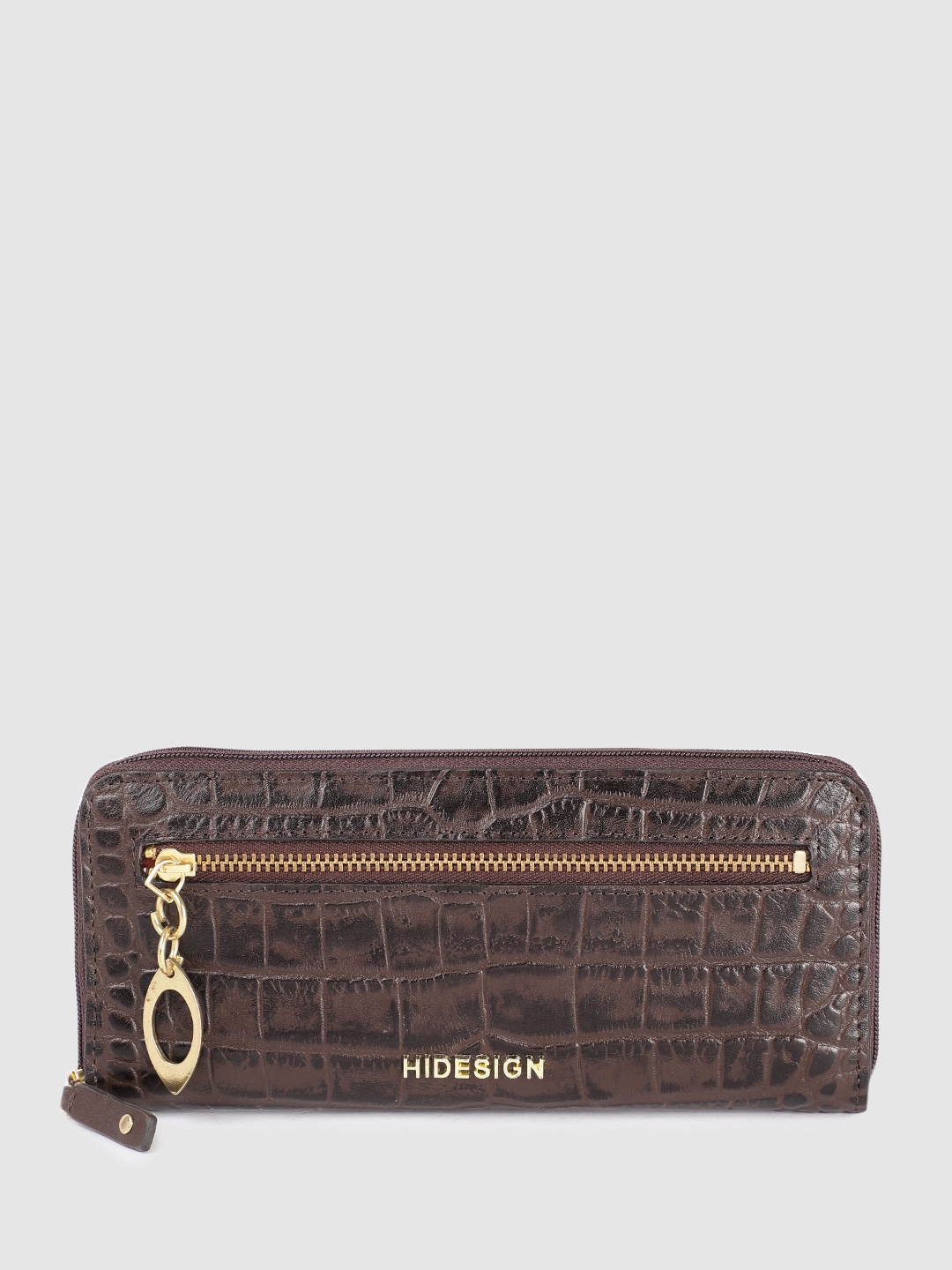 

Hidesign Women Textured Leather Zip Around Wallet, Brown