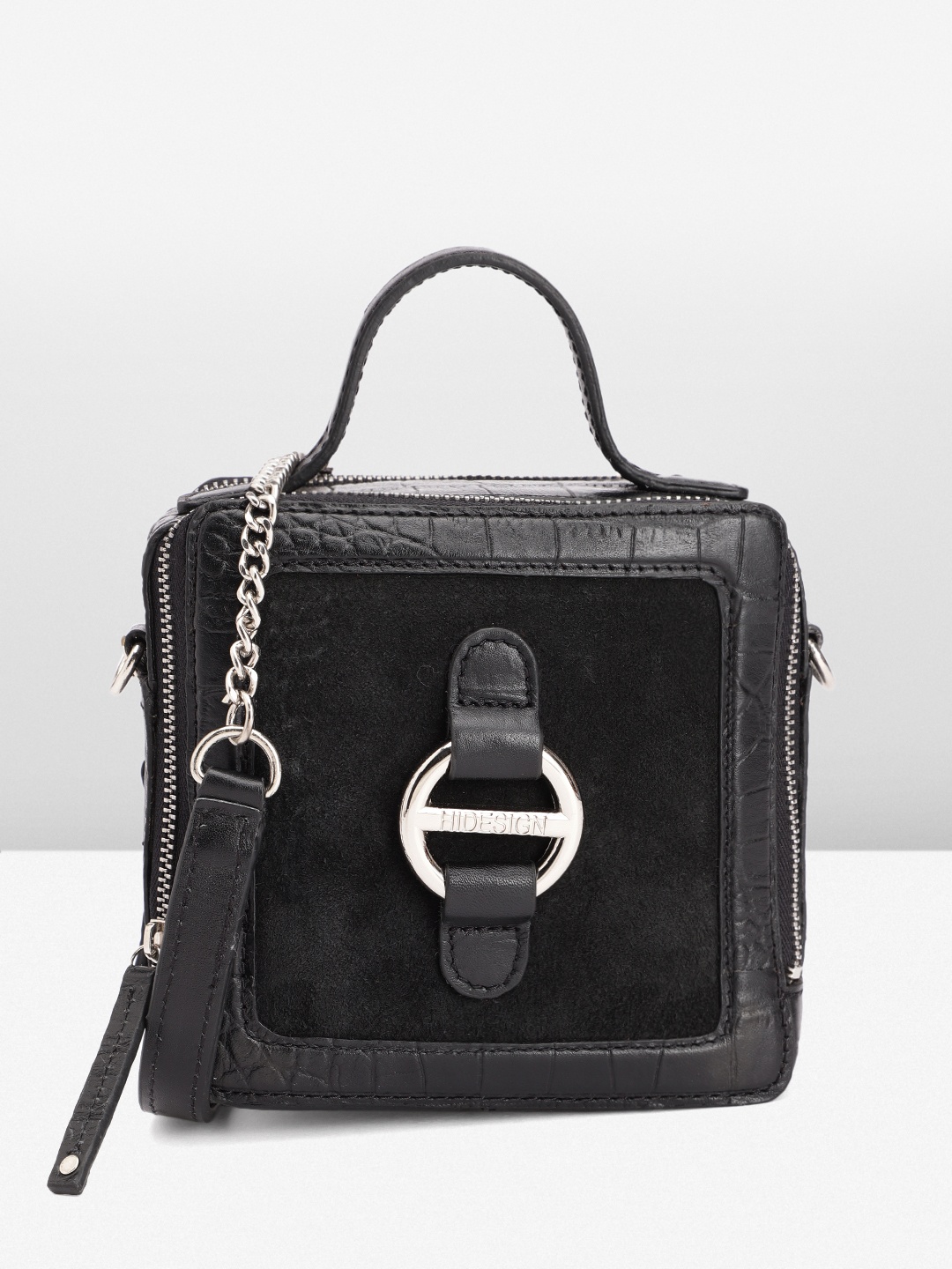 

Hidesign Leather Structured Handheld Bag, Black