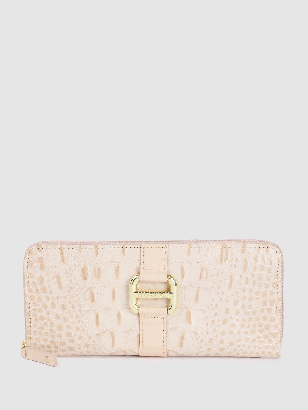 

Hidesign Women Animal Textured Leather Zip Around Wallet, Off white