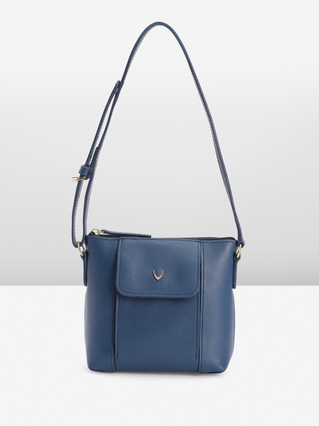 

Hidesign Solid Leather Small Structured Shoulder Bag, Blue