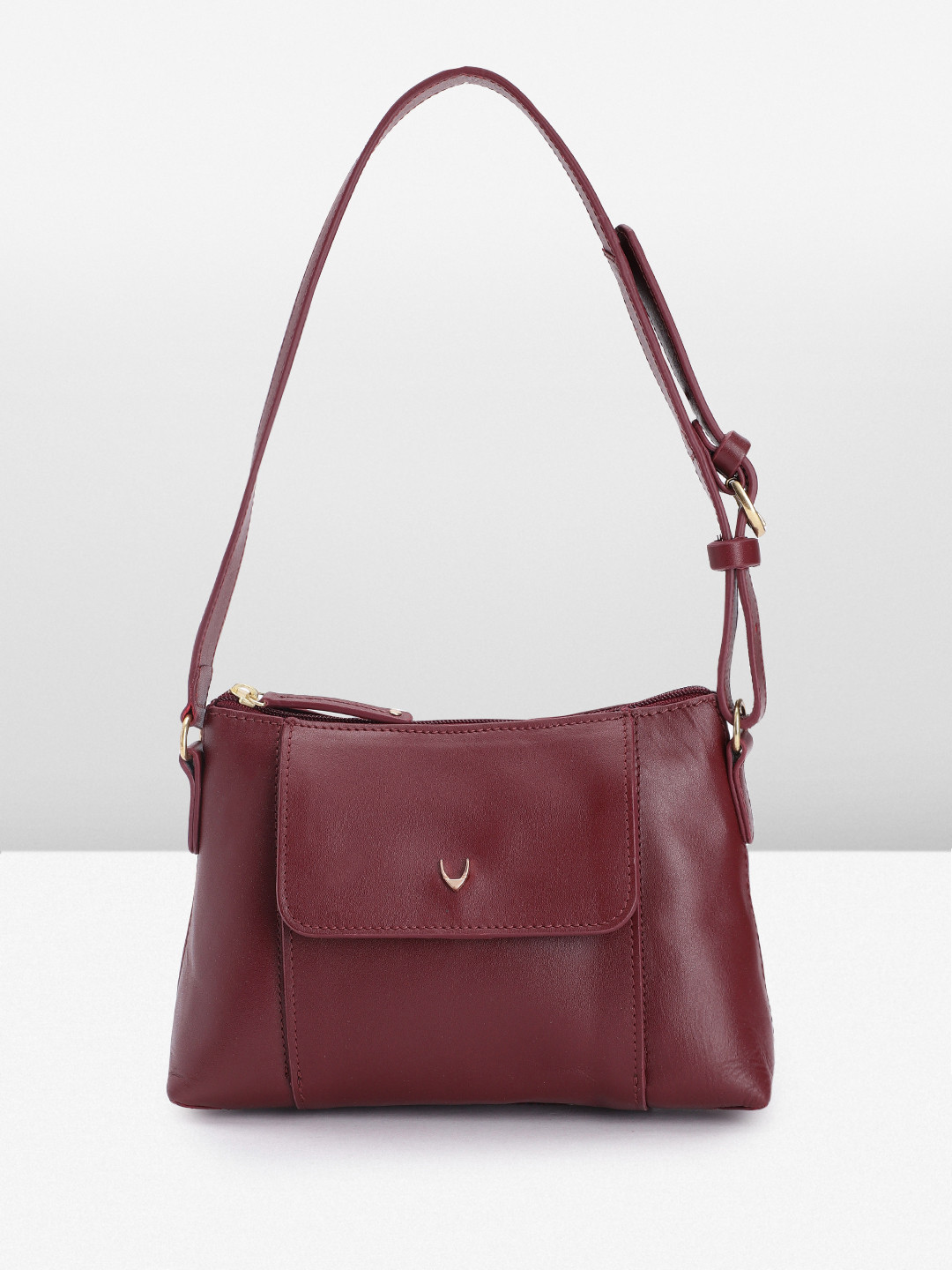 

Hidesign Solid Leather Structured Shoulder Bag, Burgundy