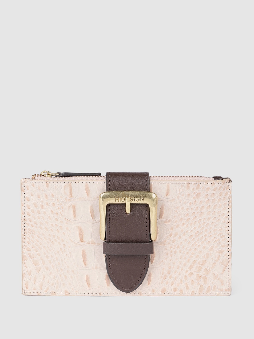 

Hidesign Women Animal Textured Leather Two Fold Wallet, Off white
