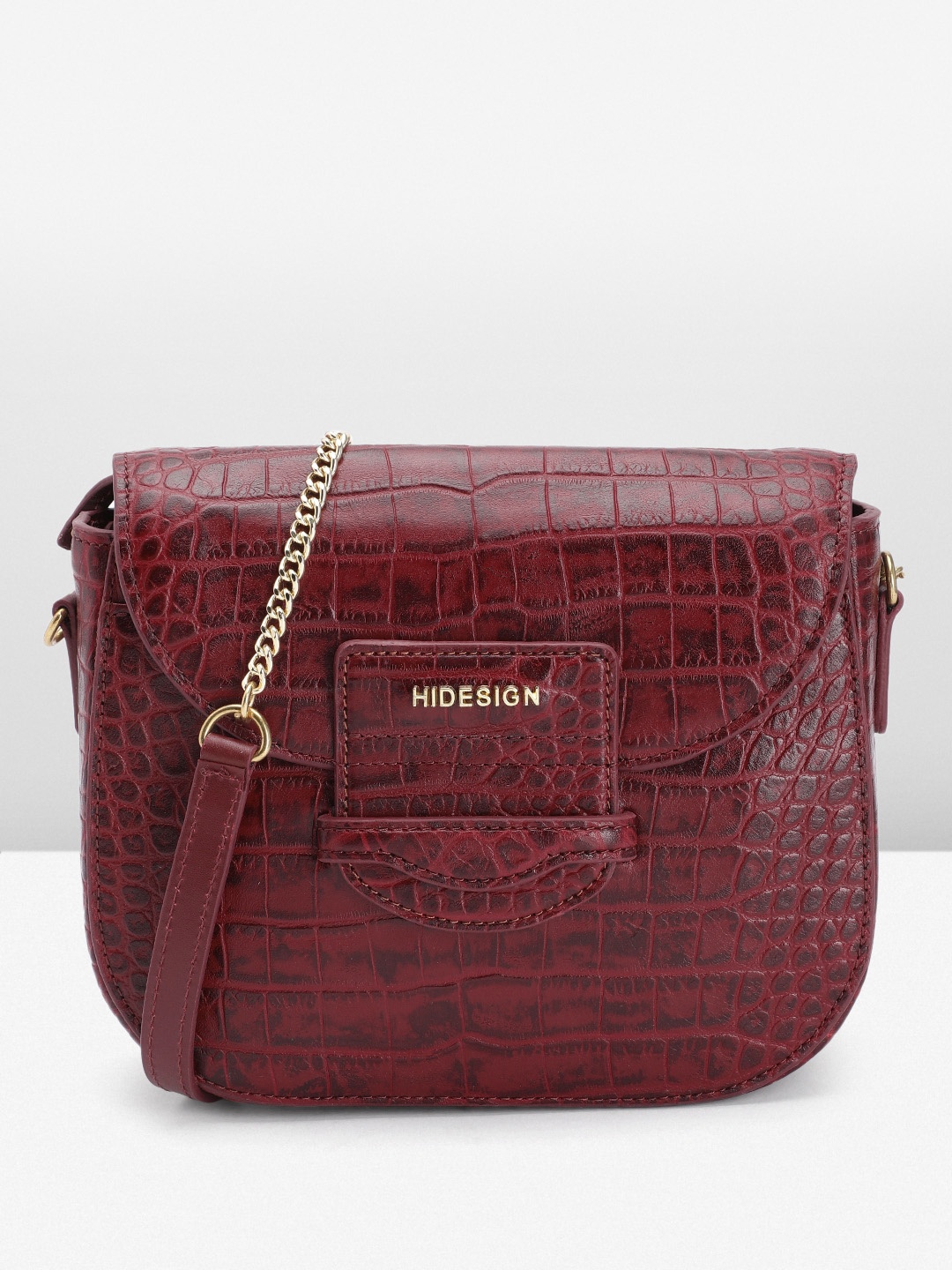 

Hidesign Croc Textured Leather Sling Bag, Burgundy