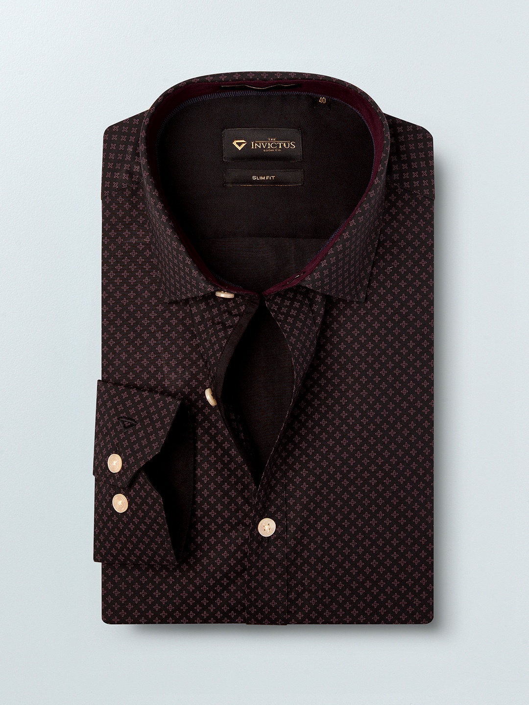 

INVICTUS Men Black & Pink Slim Fit Printed Sustainable Casual Shirt