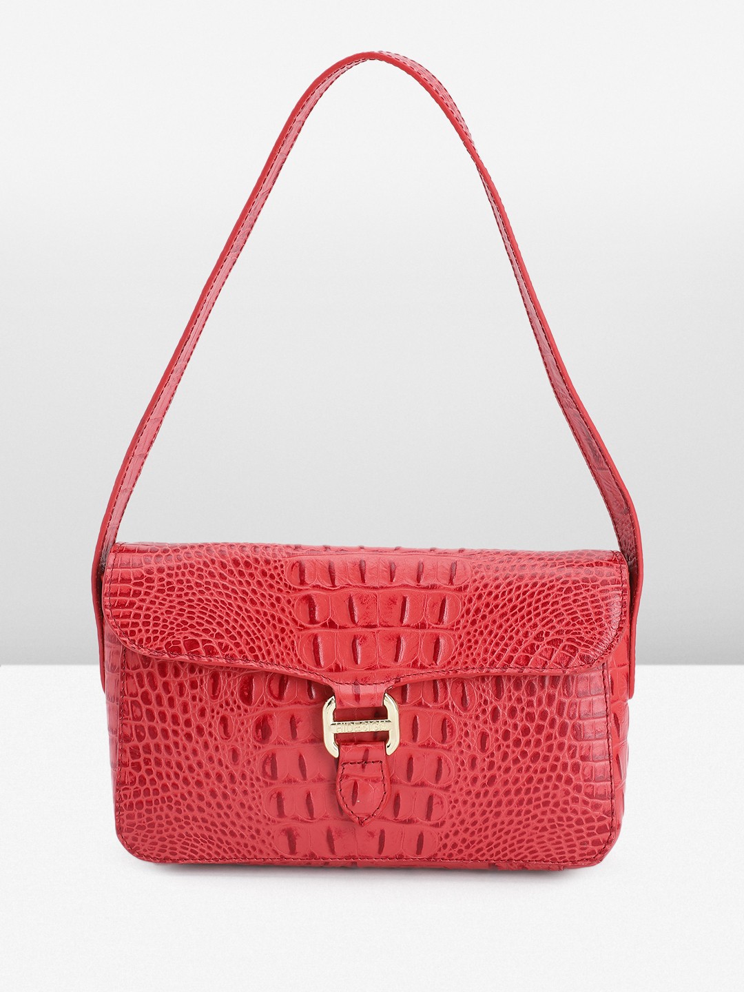 

Hidesign Animal Textured Leather Structured Shoulder Bag, Red
