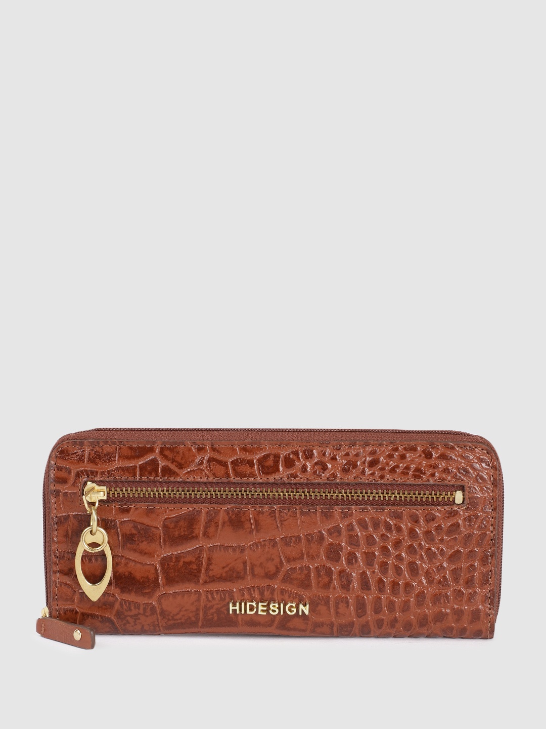 

Hidesign Women Animal Textured Leather Zip Around Wallet, Brown
