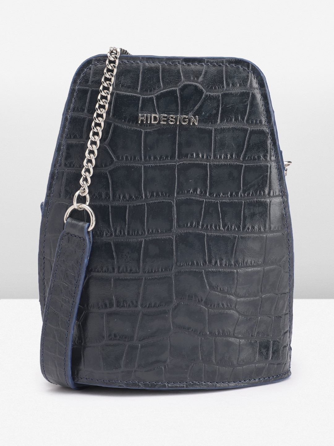 

Hidesign Animal Textured Leather Bucket Sling Bag, Navy blue