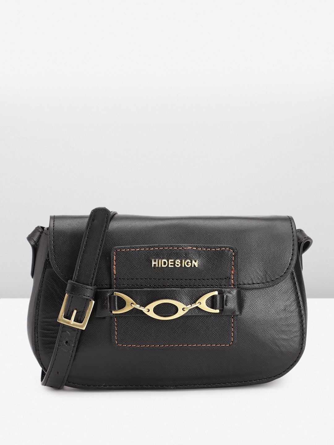 

Hidesign Leather Structured Sling Bag, Black