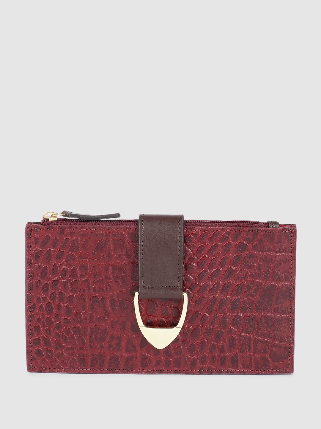 

Hidesign Women Animal Textured Leather Two Fold Wallet, Burgundy