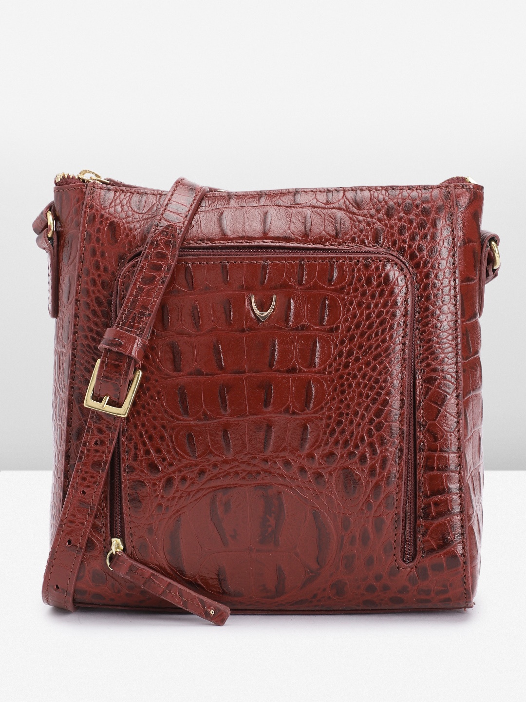 

Hidesign LAUREN 02 Croc Textured Leather Sling Bag, Maroon