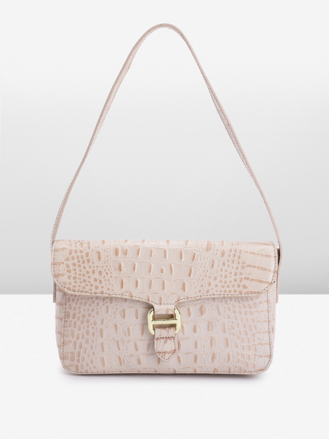 

Hidesign Animal Textured Leather Structured Shoulder Bag, Off white