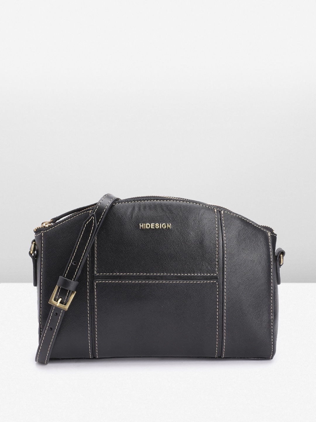 

Hidesign Leather Structured Sling Bag, Black