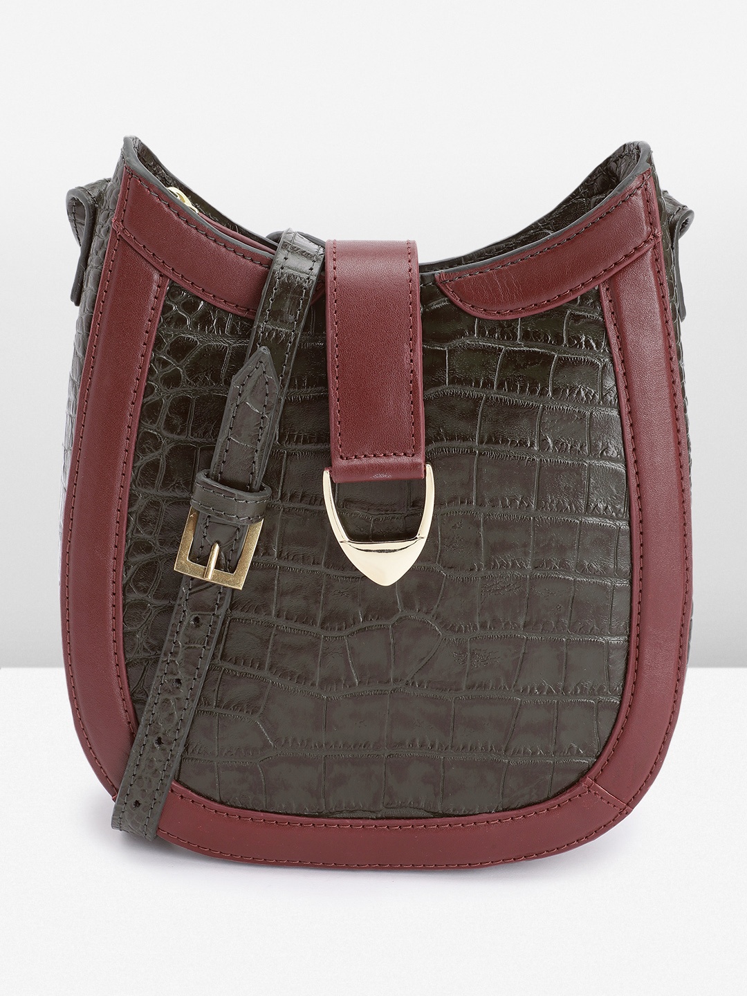 

Hidesign MOEMIE 06 Croc Textured Leather Hobo Bag, Green