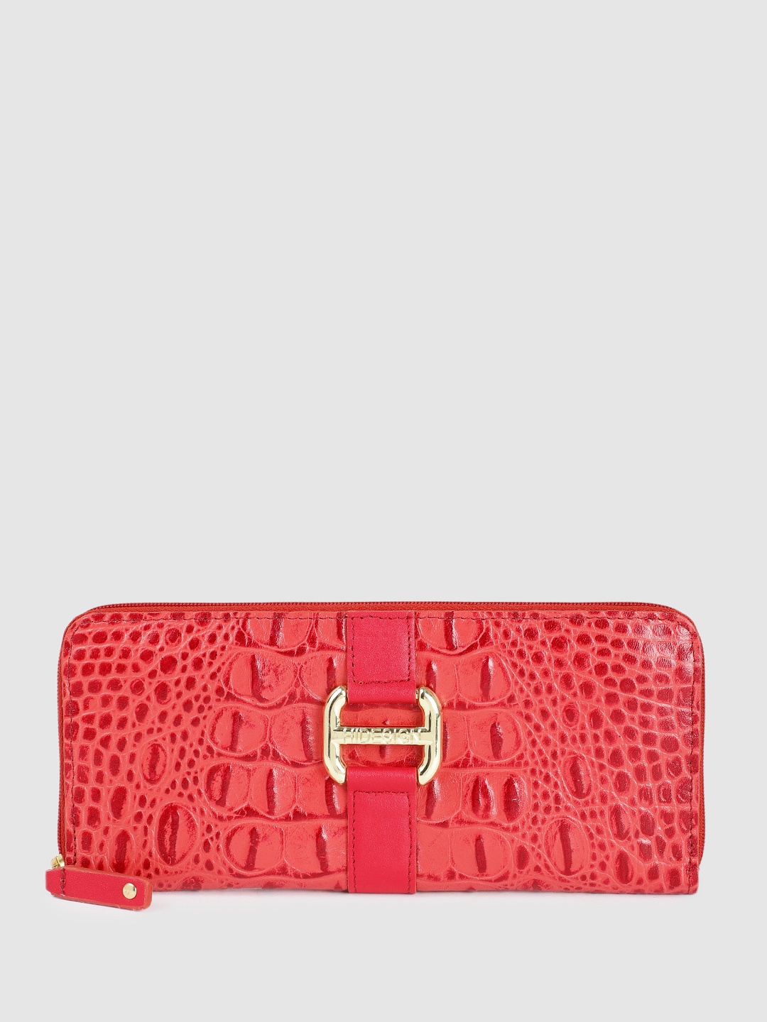 

Hidesign Women Animal Textured Leather Zip Around Wallet, Pink
