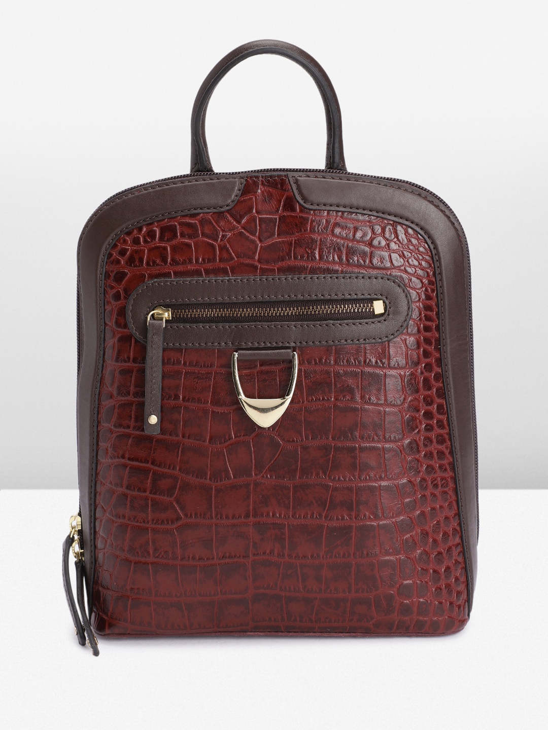 

Hidesign Women Textured Leather Backpack, Maroon