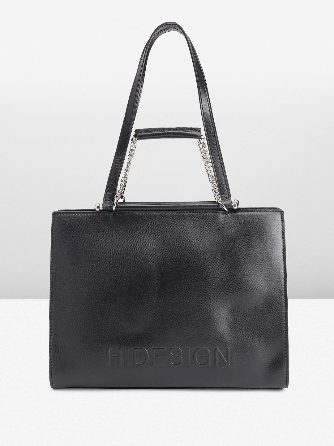 

Hidesign Leather Structured Shoulder Bag, Navy blue