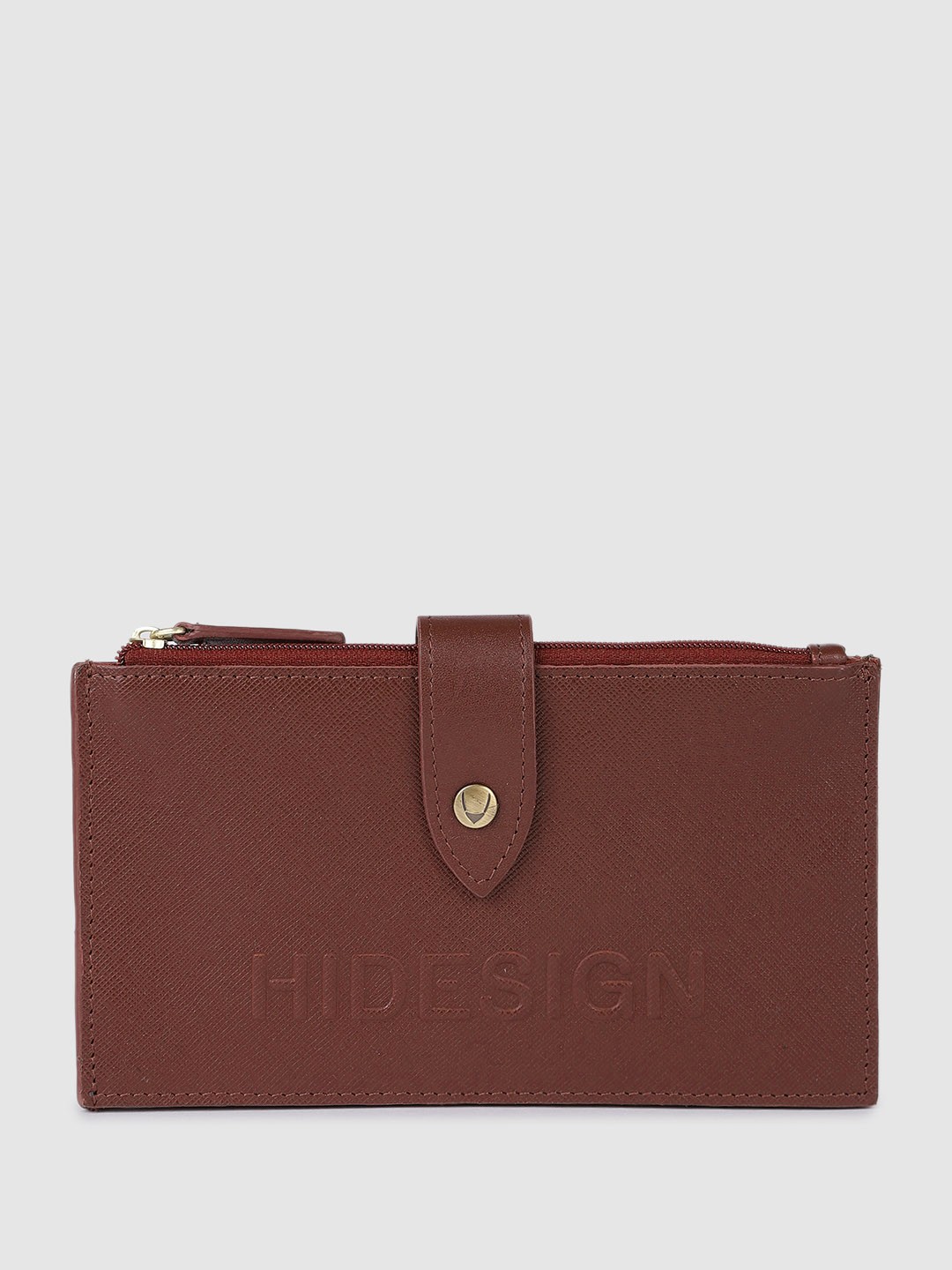 

Hidesign Women Brand Logo Printed Leather Two Fold Wallet, Burgundy