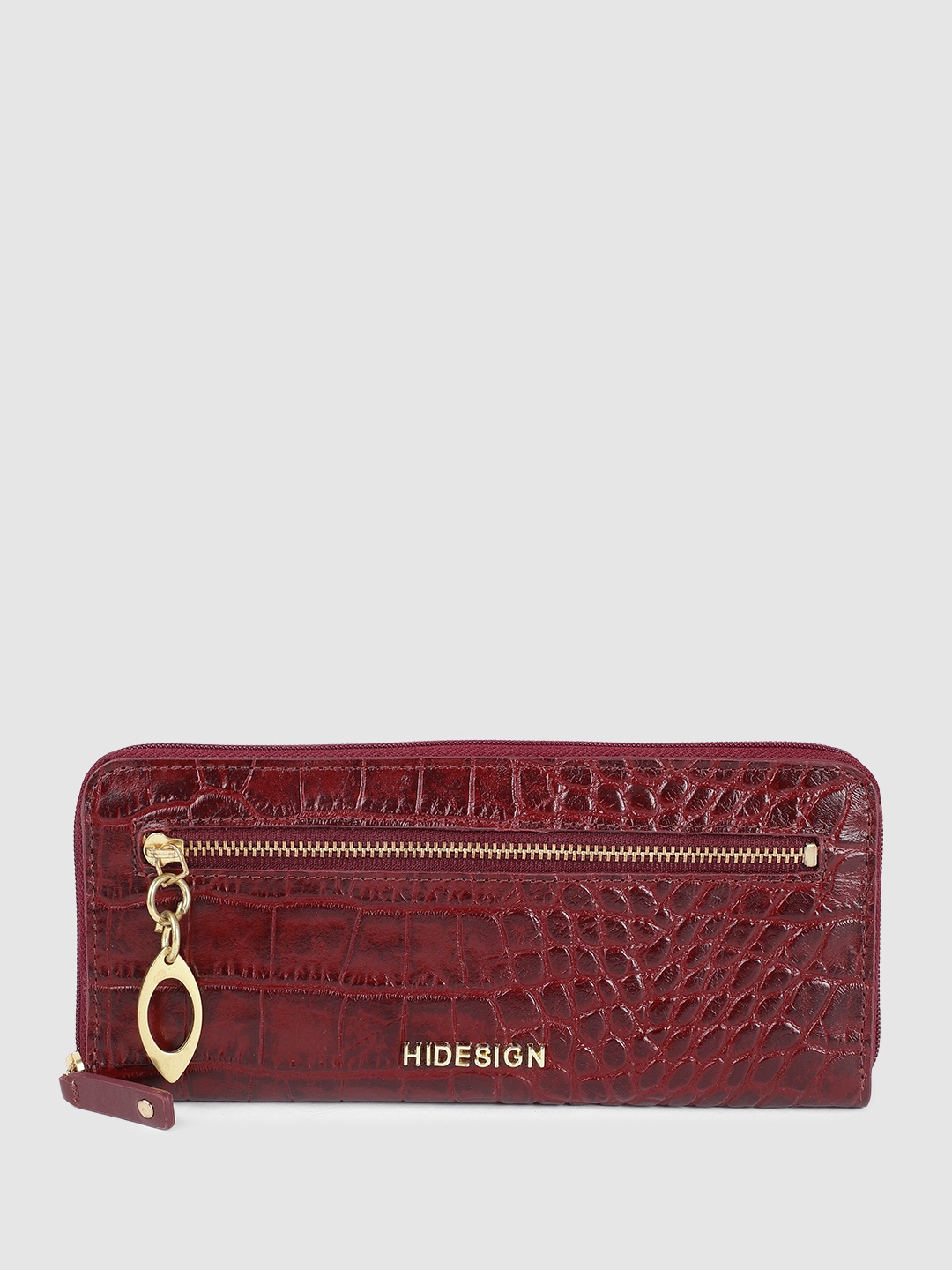 

Hidesign Women Animal Textured Leather Zip Around Wallet, Burgundy