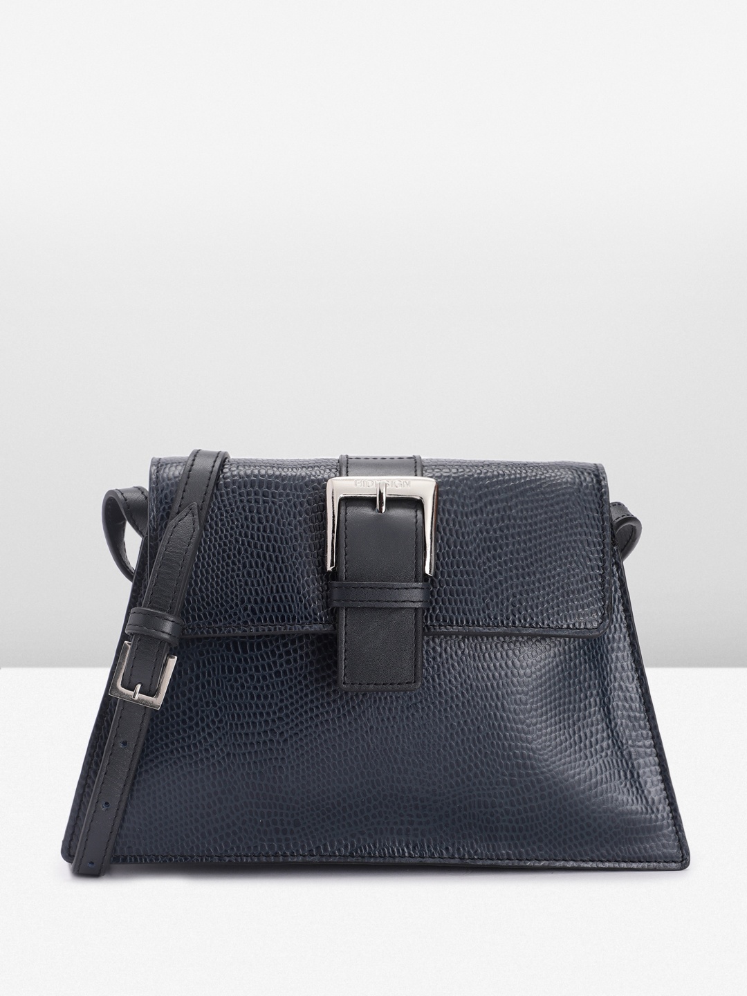 

Hidesign Snake Textured Leather Sling Bag, Navy blue