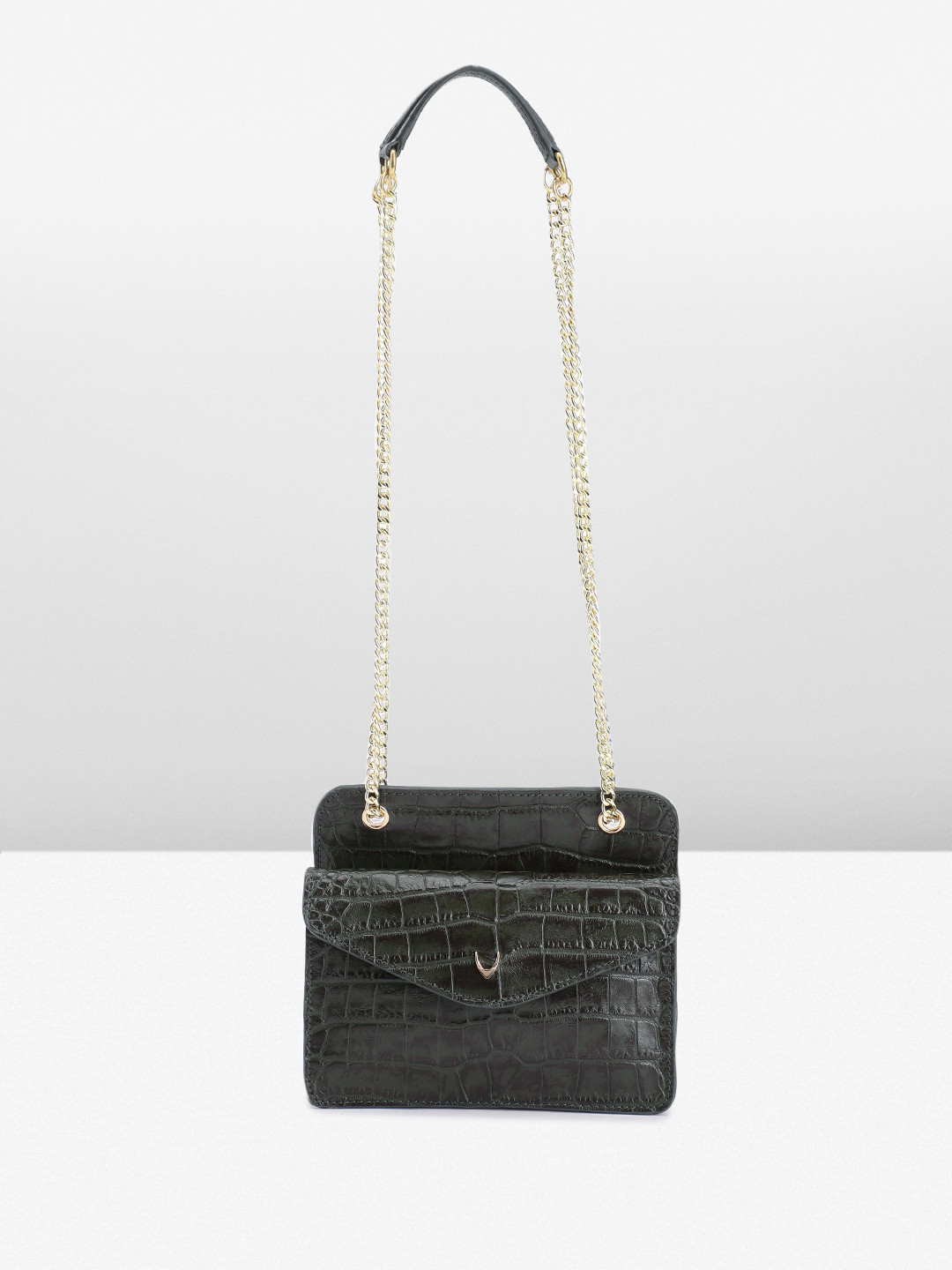 

Hidesign LEA 01 Croc Textured Leather Shoulder Bag, Olive