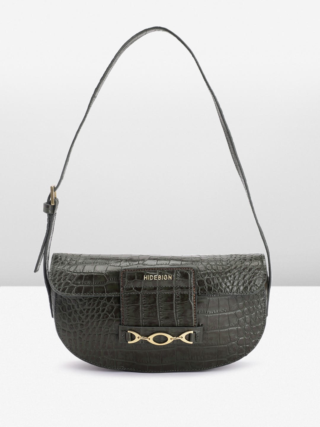 

Hidesign Women Textured Leather Shoulder Bag, Green