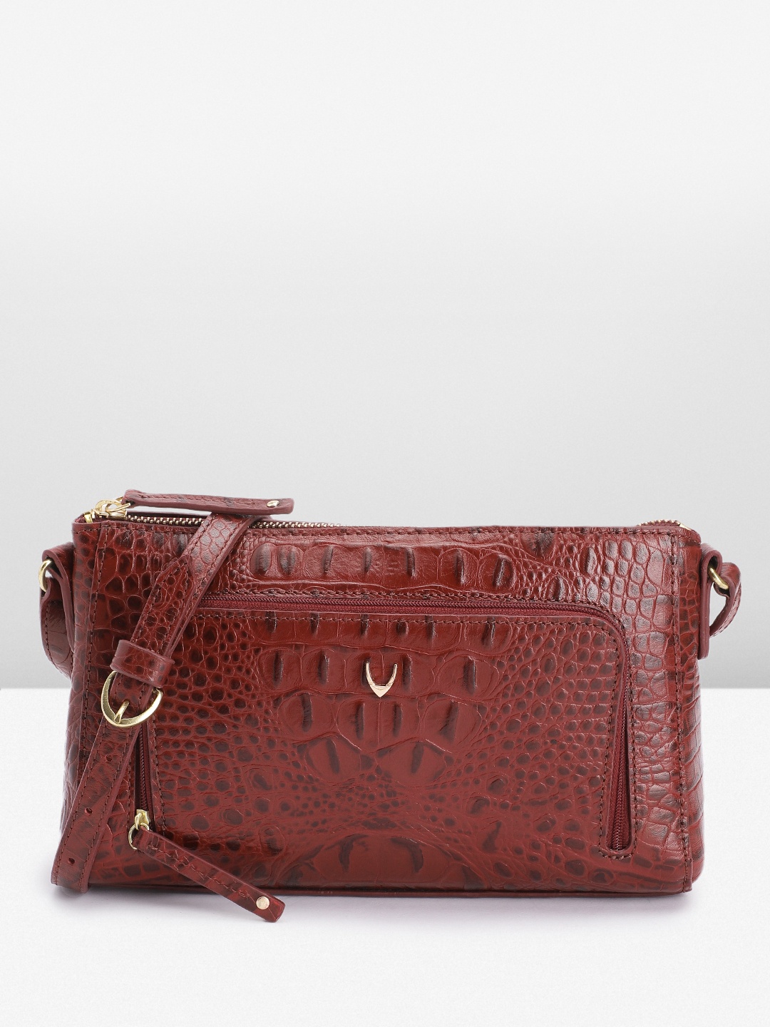 

Hidesign LAUREN 03 Croc Textured Leather Sling Bag, Maroon