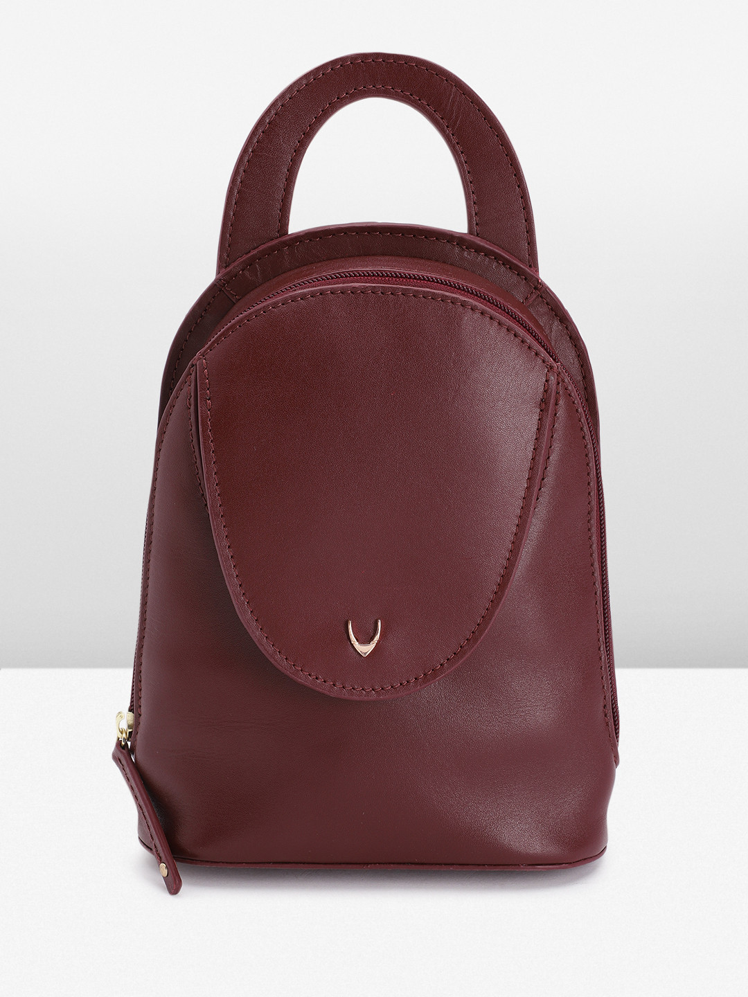 

Hidesign Solid Leather Structured Handheld Bag Come Backpack, Burgundy